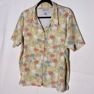 5/$25 Vintage Bon Worth Palm Tree Casual Button Up Shirt L